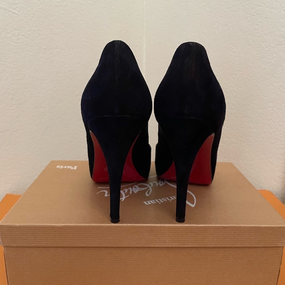 Christian Louboutin Very Prive Black Suede Veau Velour platform pumps EU38.5 - Picture 4 of 12